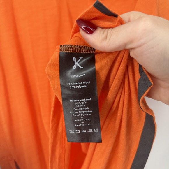 Kitsbow Mens Peformance Cycling Henley Orange Gray T Shirt Size XL Wool - Picture 5 of 8
